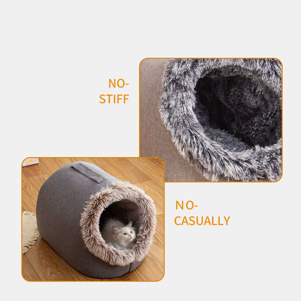Self-Warming Winter Dog Bed and Cozy Cat Sleeping Tent - Indoor Kennel for Small to Medium Cats and Puppies