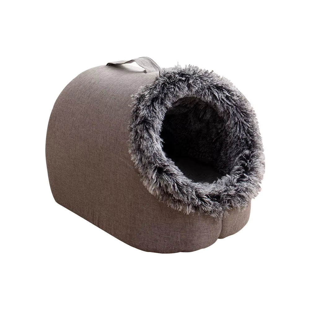 Self-Warming Winter Dog Bed and Cozy Cat Sleeping Tent - Indoor Kennel for Small to Medium Cats and Puppies